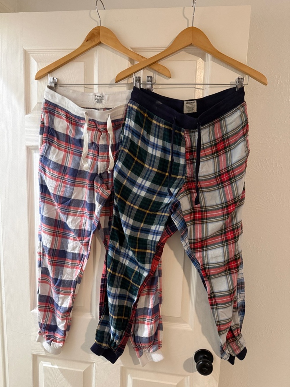 American Eagle Multicolor Plaid Flannel Lounge Pants - Navy Waistband